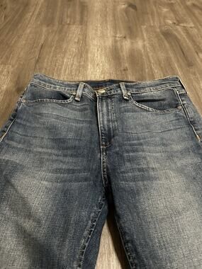Rag & Bone Metallic Dip Hem Ankle Cigarette Jeans Bilbury Blue Silver 28 USA